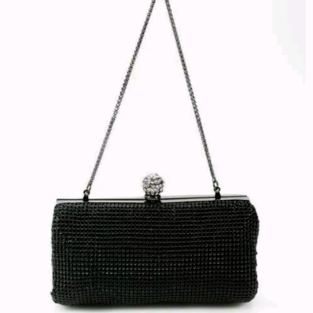 Whiting & Davis Black Mesh Glam Clutch Handbag